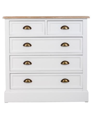 Cómoda de madera blanca 5 cajones