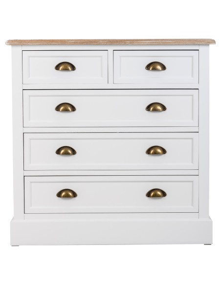 Cómoda de madera blanca 5 cajones