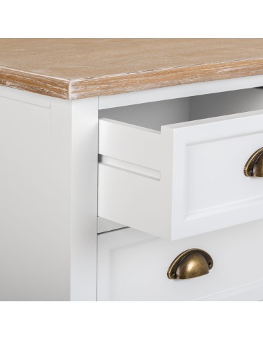 Cómoda de madera blanca 5 cajones