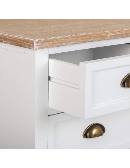 Cómoda de madera blanca 5 cajones