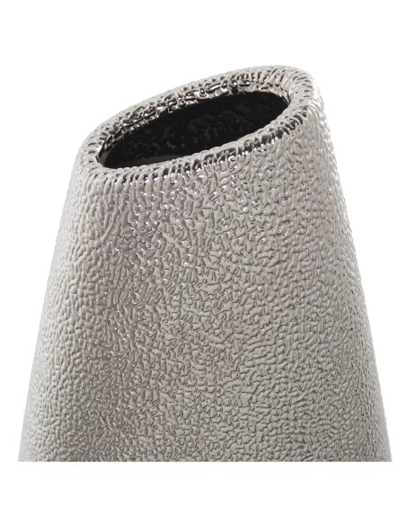 Jarrón de cerámica plateado grande