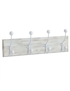 Perchero de madera blanco 4 colgadores