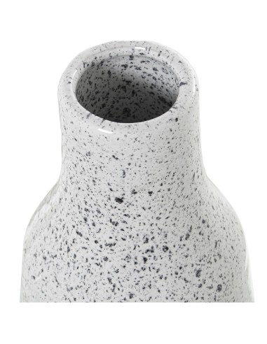 Jarrón de cerámica blanco y plata alto