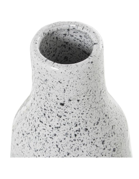 Jarrón de cerámica blanco y plata alto