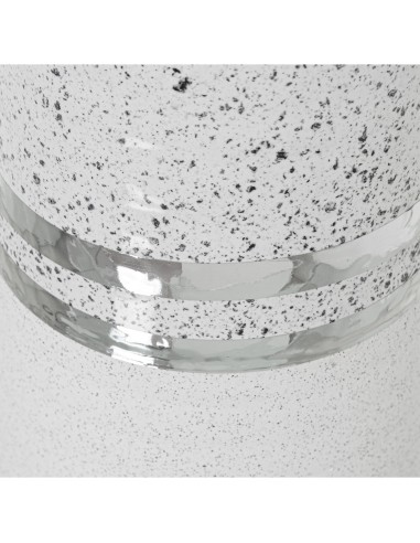 Jarrón de cerámica blanco y plata alto