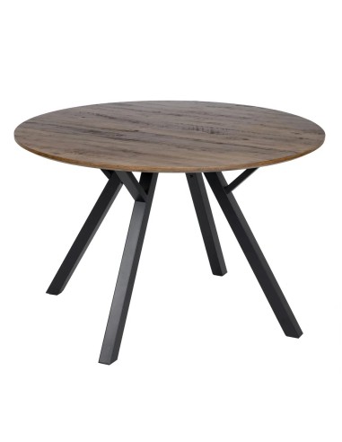 Mesa marrón con patas negras