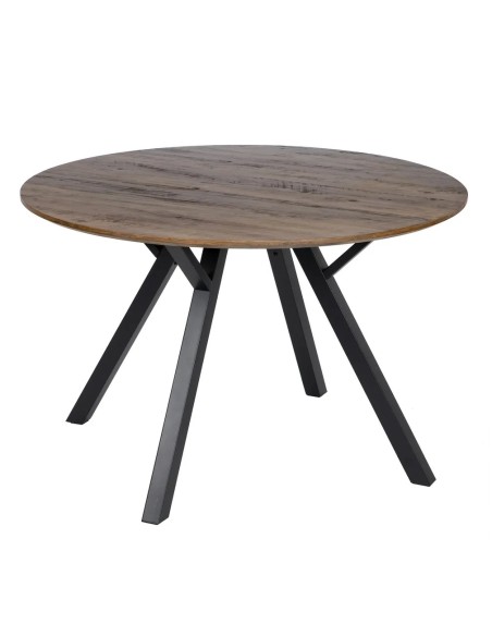 Mesa marrón con patas negras