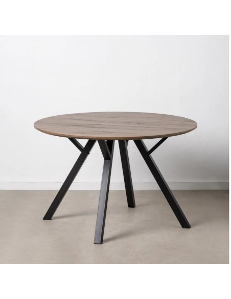 Mesa marrón con patas negras