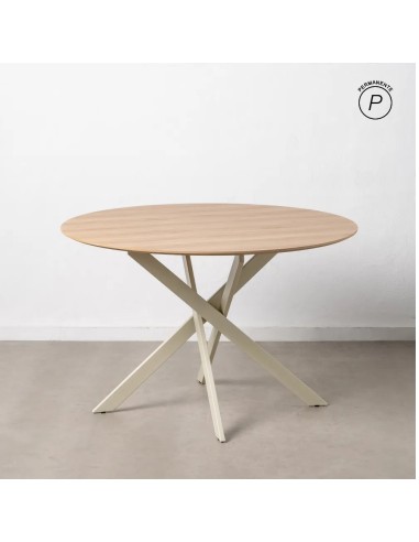 Mesa madera clara con patas blancas