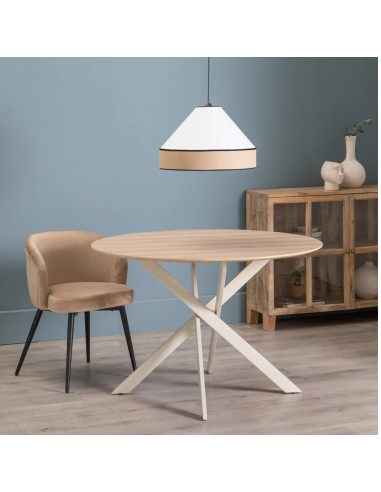 Mesa madera clara con patas blancas