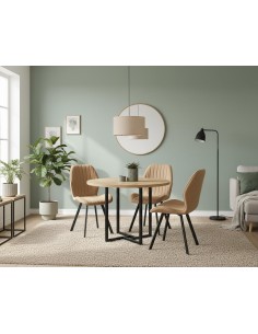 Mesa redonda de madera con patas negras 2