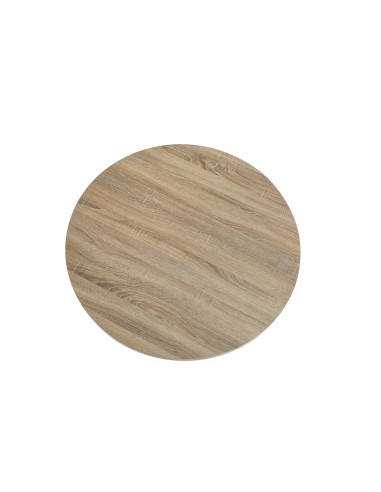 Mesa redonda de madera con patas negras