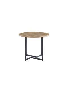 Mesa redonda de madera con patas negras