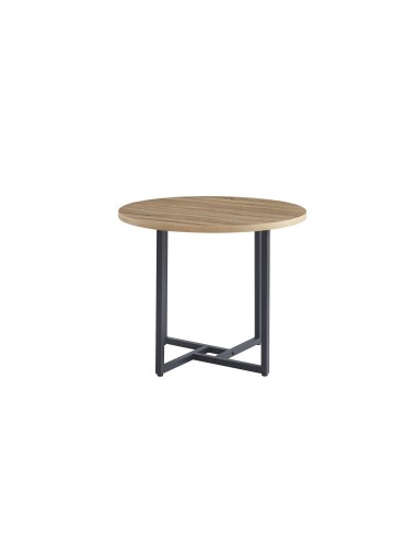 Mesa redonda de madera con patas negras