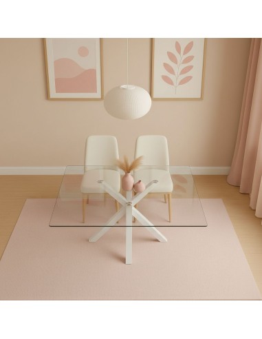 Mesa stacy cristal con patas blancas