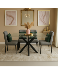 Mesa stacy cristal con patas negras