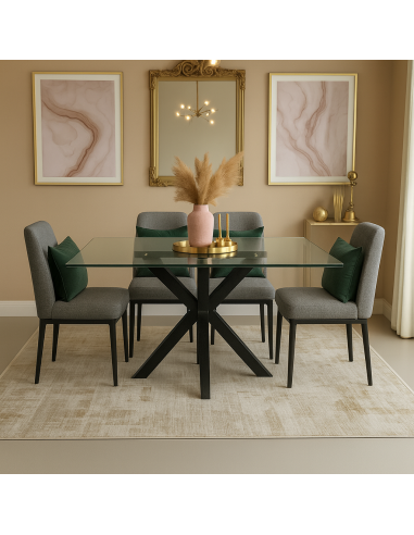 Mesa stacy cristal con patas negras