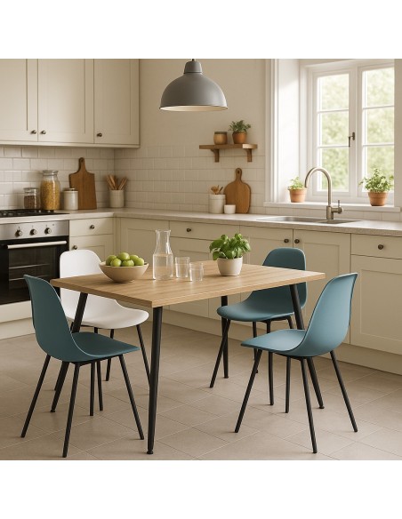 Mesa fija melaminada con patas negras