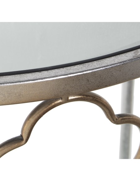 Entrada de metal plata con espejo