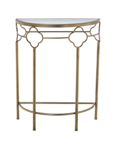 Consola de entrada de metal dorada con espejo