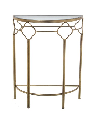 Consola de entrada de metal dorada con espejo