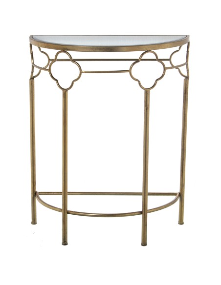 Consola de entrada de metal dorada con espejo