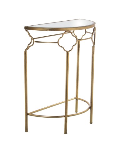 Consola de entrada de metal dorada con espejo