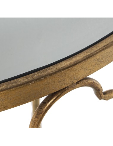 Consola de entrada de metal dorada con espejo