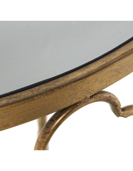 Consola de entrada de metal dorada con espejo