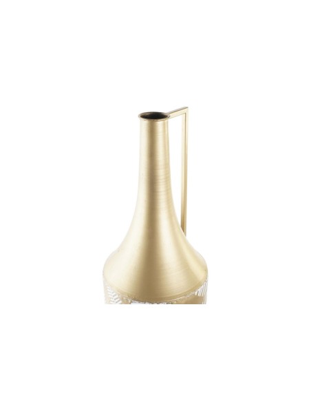 Jarrón metal dorado grande con asa