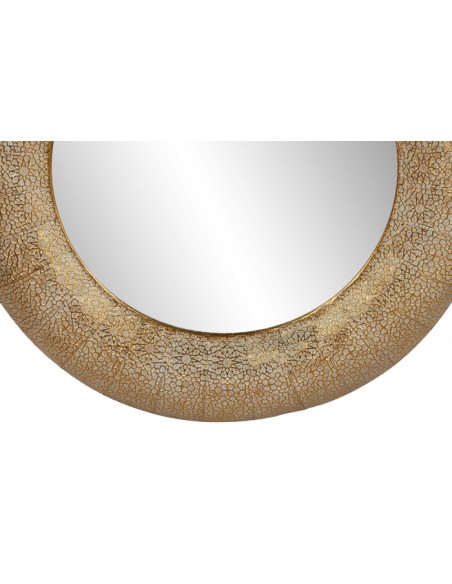 Espejo redondo de metal en dorado