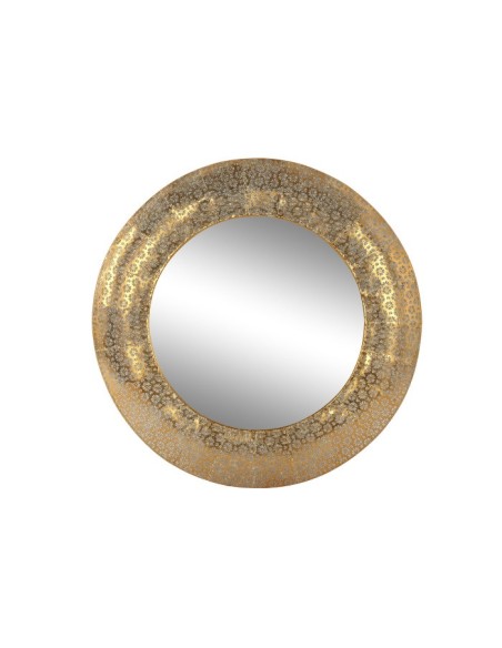 Espejo redondo metal dorado con calados