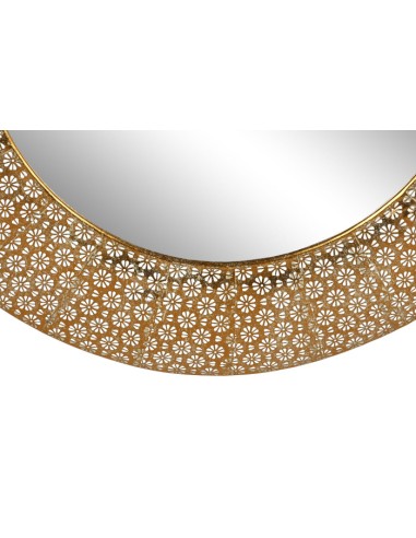 Espejo redondo metal dorado con calados