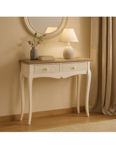 Consola de entrada de madera con 2 cajones