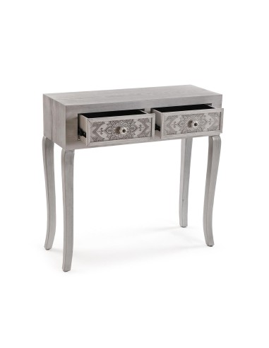 Consola de entrada gris con 2 cajones