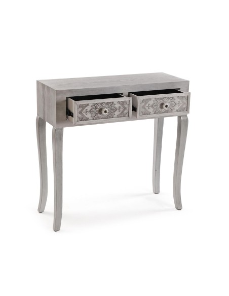 Consola de entrada gris con 2 cajones