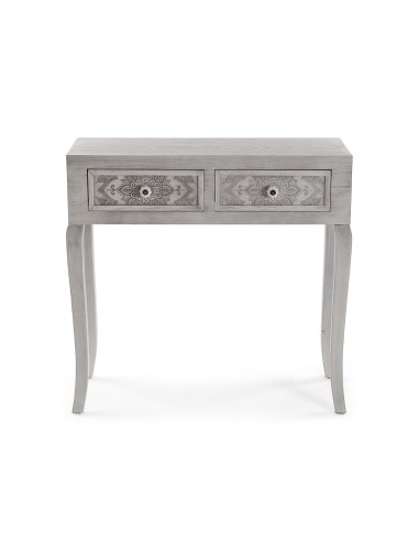 Consola de entrada gris con 2 cajones