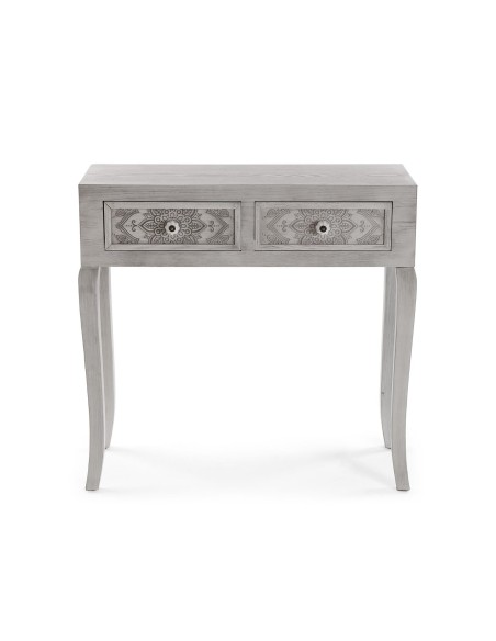 Consola de entrada gris con 2 cajones