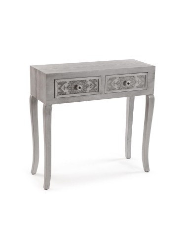 Consola de entrada gris con 2 cajones