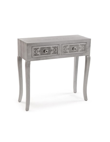 Consola de entrada gris con 2 cajones