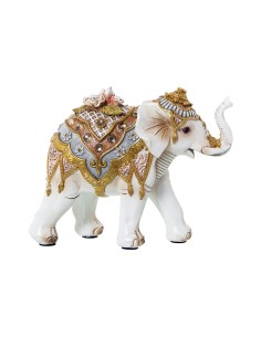 Figura Elefante Blanco con Dorado P