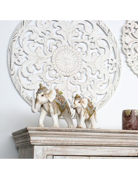 Figura Elefante Blanco con Dorado P