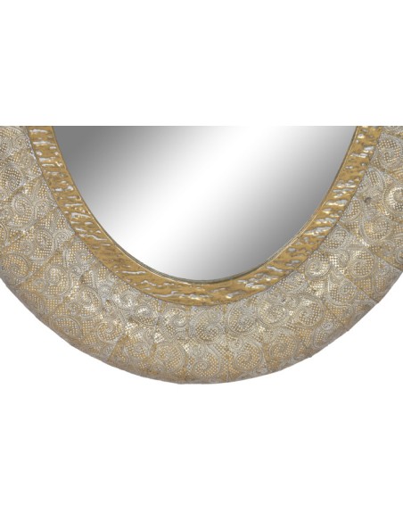 Espejo ovalado de metal dorado