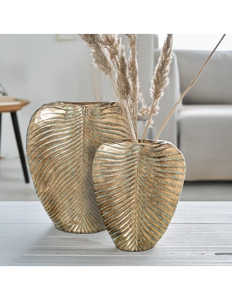 Jarrón metal dorado grande