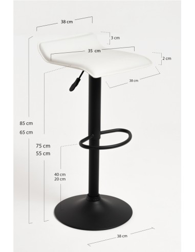 Taburete poli piel elevable Tom black