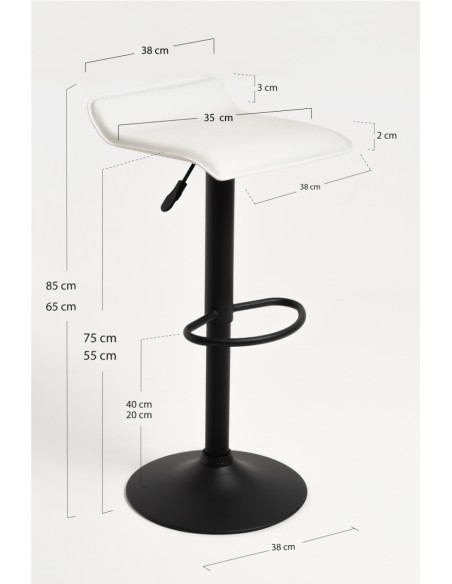 Taburete poli piel elevable Tom black