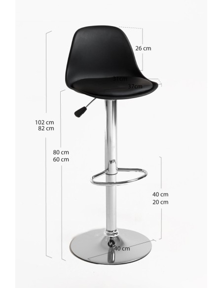 Taburete Tem de polipropileno y poli piel regulable
