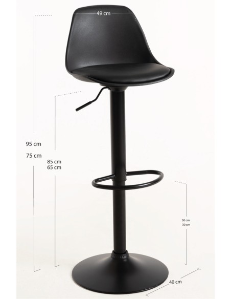 Taburete Tem de polipropileno y poli piel regulable completo