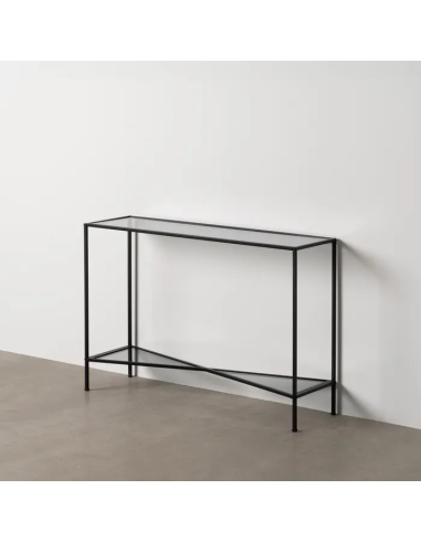 Consola Negro Metal y Cristal