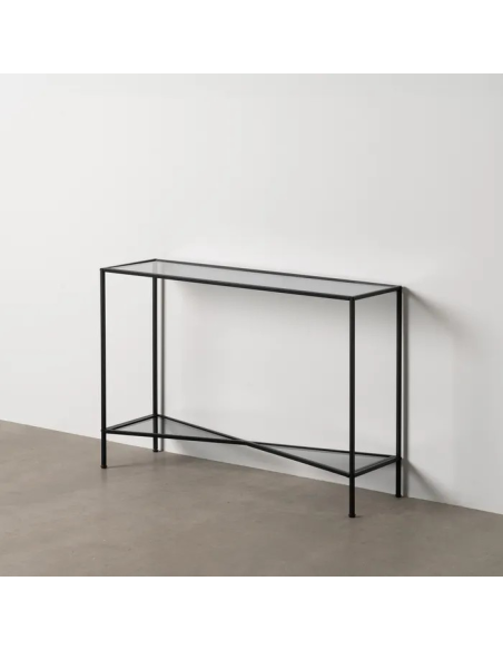 Consola Negro Metal y Cristal
